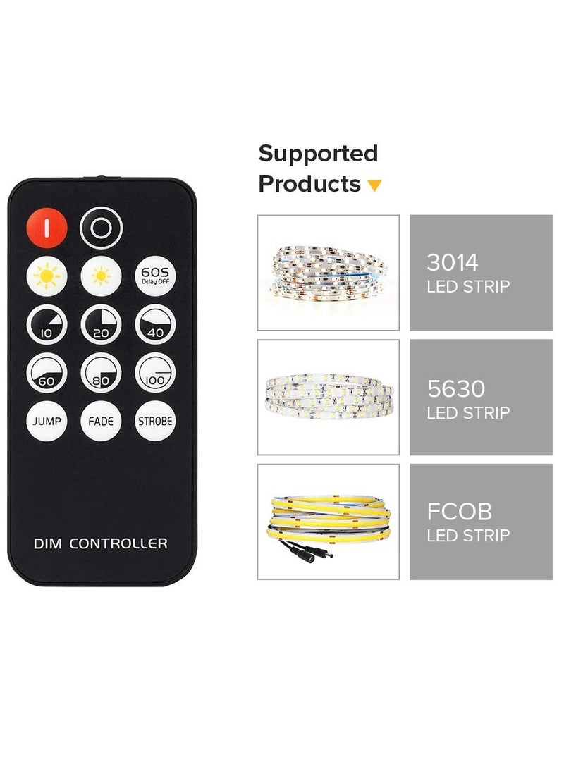 DC 5-24 V Mini RF Dimmer Controller with 14 Keys, Compatible with FCOB 3014, 5630, 5730, 3528 LED Strips, Wireless LED Dimmer Switch for Single Color, Brightness and Mode Effects - Image 3